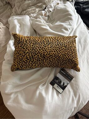 Leopard Print Accent Lumbar Pillow in Gold/Brown and Black